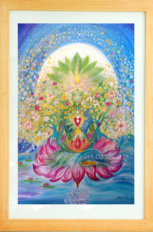 A fine art print of this beautiful Goddess of the earth.. Goddess Gaia.  This painting depicts the magic and wonder of  Goddess Gaia - Mother earth in her true Divine beauty.  The painting celebrates the love she shines, her bountiful abundance and deep nurturing energy.  goddess wise woman 