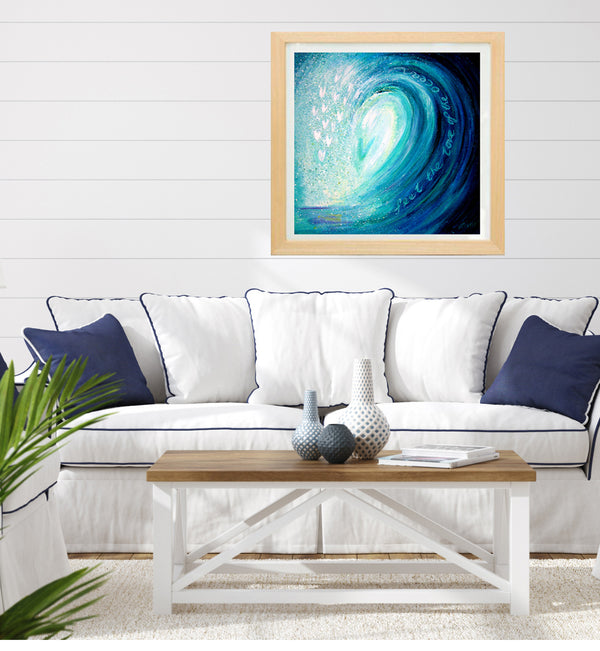wave, surf painting. feel the love of the ocean. ocean art. ocean print. wave print. wave wall hanging