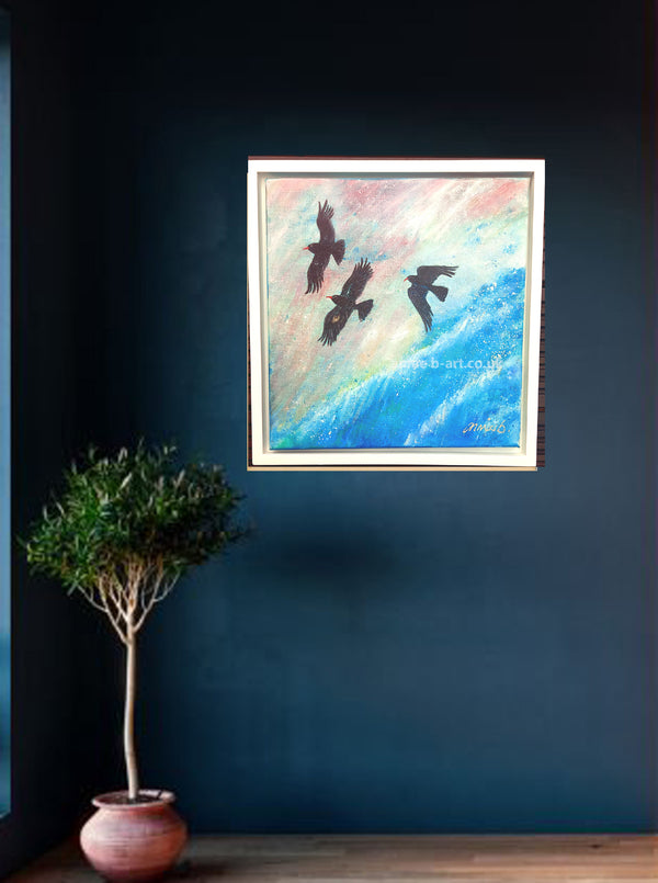 '    Choughs soaring high - original painting