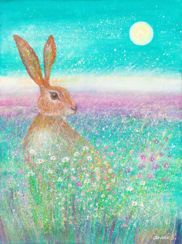 '   Spring hare in the flowers ' - print