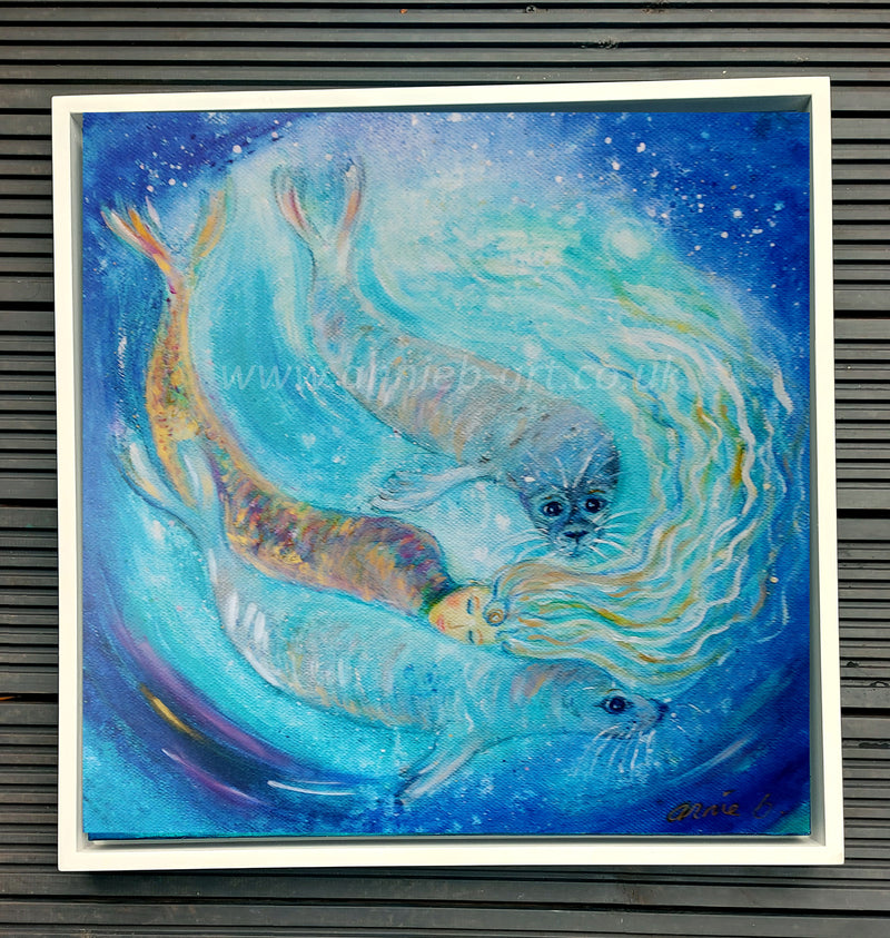 Selkie Framed Canvas Print by Annie B Art