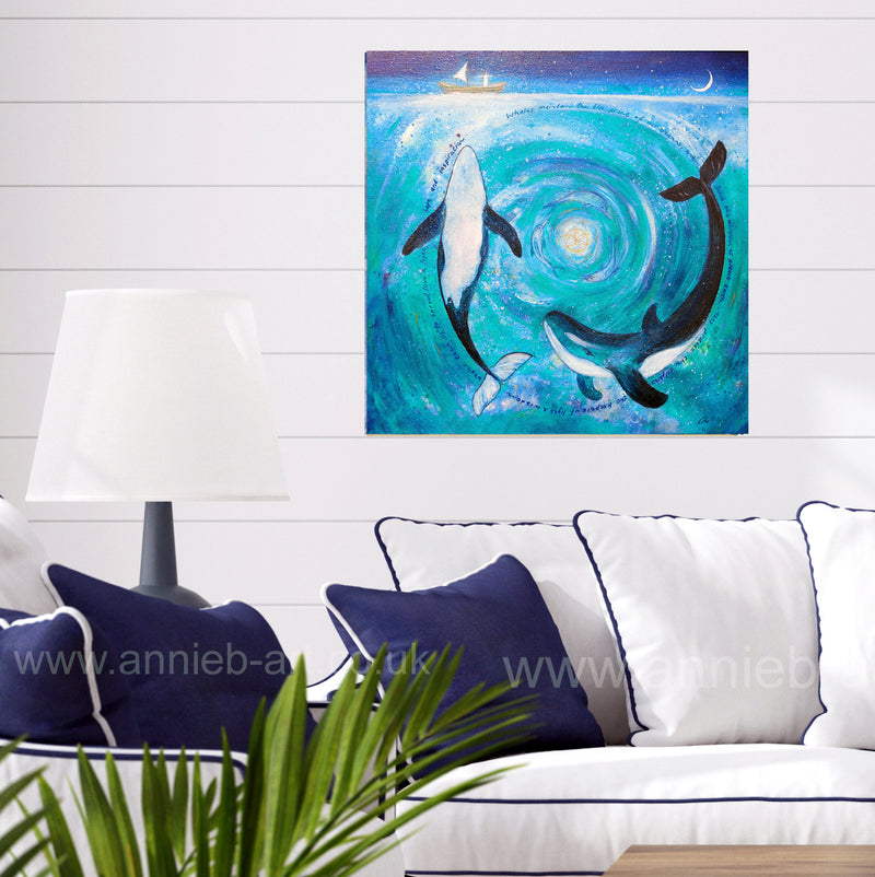 '    -  Whales of love, light, hope and inspiration ' - original painting