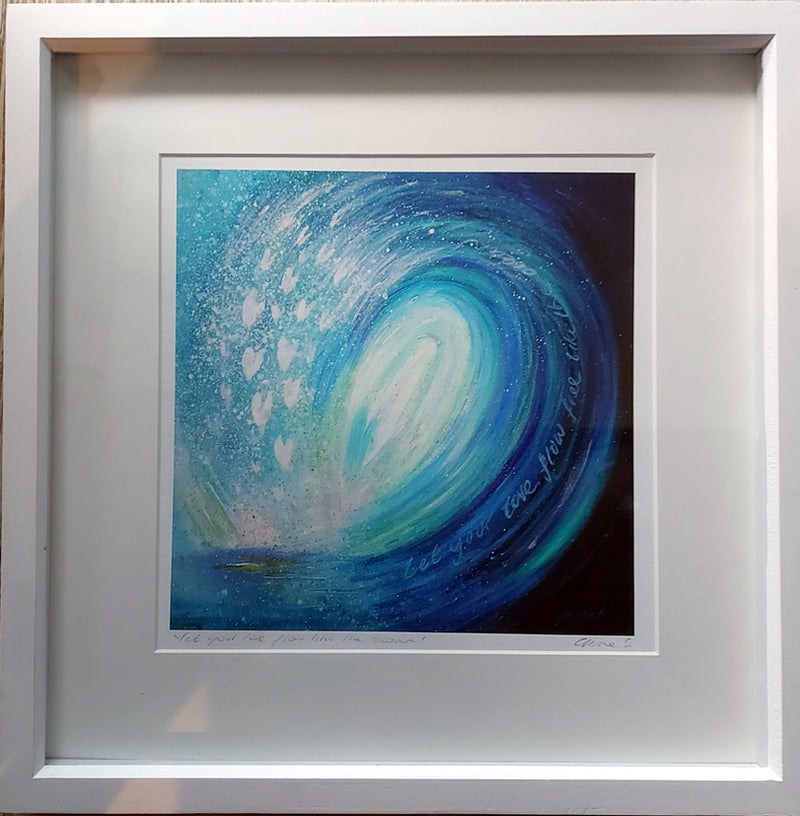 '   wave  - medium size white deep box FRAMED  print