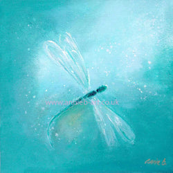 The dragonfly represents the symbolic meaning of transformation, change and adaptability as well as a lightness of being and joyfulness.  They also help connect us to the nature spirits and fairy realms.  Square format fine art print available with two options to choose from: