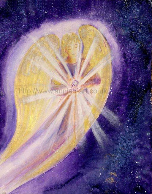 Portrait fine art angel crystal print perfect to lift any space.  . An angel with golden wings holds a beautiful quartz crystal and shines her love and light to you and the world. 