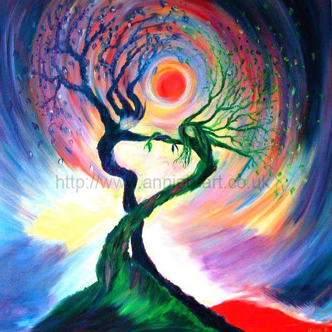 Dancing Tree Spirits Below this beautiful moonlit sky Danced my true love And I As we swirl And move to Mother Gaia's beat Feel her rhythm Hear her tapping feet Our hearts open Our spirits fly A rainbow of light forms in the sky All the elements come to play along As our friend the wind Softly sings his song Dancing Tree Spirits A celebration of love Dancing Tree Spirits Blessed from the Divine above. annie b. 2003 Square format fine art print available with two options to choose from: