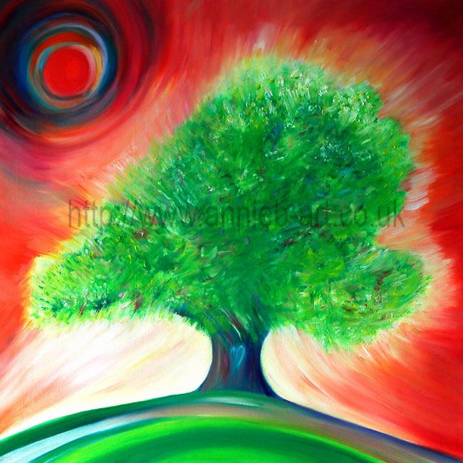 This magnificent green speaking tree sits on a hillside shining out it's energy to the world with love.  Vibrant colours in a Rudolph Steiner style.  I painted this tree as a homage to a tree up in Yorkshire I felt often drawn to to sit under it and hear the tree's wisdom.  Trees are so wonderful in all ways as they give us so much, especially the air we breathe, take time to sit under a tree today. This tree print will lift any room.