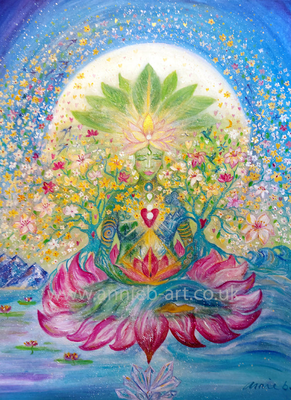 'Goddess Gaia' - original painting with Herkimer diamond crystal