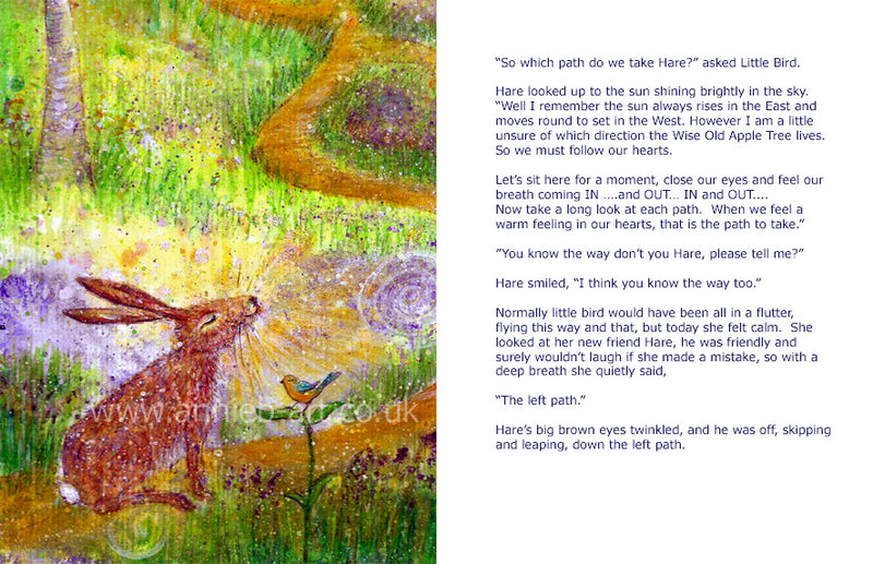 In this children's book for wellbeing this magical story  is about the friendship between Hare and Little bird.  Little bird has lost her song and so embarks on an adventurous journey through the magical woods of Tehidy Cornwall with her new friend Hare to find it, connecting with nature, learning meditation and having a wonderful adventure  children's books for Age 6- 11 years but enjoyed by all 