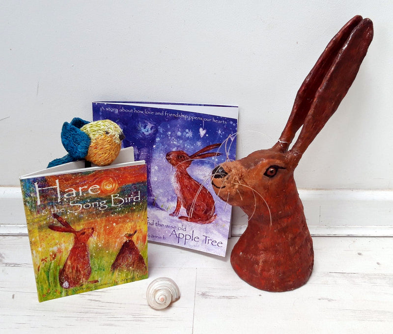 Hare and the Song Bird Children's book, created and printed in Cornwall with love on recycled paper.  Magical stories with messages of wellbeing intertwined to help children connect with nature, their true selves and the joy and wonder of life 