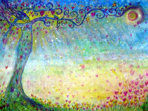 This beautiful print of the magical Goddess Ostara, Goddess of  the Spring Equinox when night and day are equal.  She begins to awaken mother earth celebrating the dance of life Gaia as everything is coming alive helping us connect with our inner goddess and mother earth and the union of all.  A wonderful painting  for your walls, yoga studio, office or home.  Landscape fine art print available with two options to choose from: