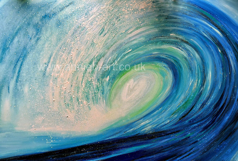 Beach art This magical painting by Cornish artist annie b. captures the wonderful light and magic of the Atlantic ocean waves and the feeling of the joy and love it brings  A mixed medium painting on deep edge boxed canvas  ready for your walls to uplift any space in your home or workspace  Painting size -  -  60cm x 60cm