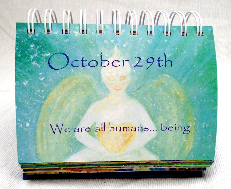 Flip the page each day to find a beautiful annie b. art image and inspiring words to ponder throughout the day- to help uplift and inspire as well as embrace the tranquillity of each moment . A sustainable 365 day desk calendar printed locally with love on recycled paper and card here in Cornwall that just keeps going year after year. .Order yours now for the perfect gift... for loved ones. Trees, hares, hearts and all things inspirational