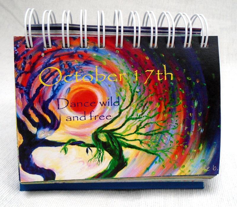 Flip the page each day to find a beautiful annie b. art image and inspiring words to ponder throughout the day- to help uplift and inspire as well as embrace the tranquillity of each moment .  A sustainable 365 day desk calendar printed locally with love on recycled paper and card here in Cornwall that just keeps going year after year. .Order yours now for the perfect gift... for loved ones.  Trees, hares, hearts and all things inspirational
